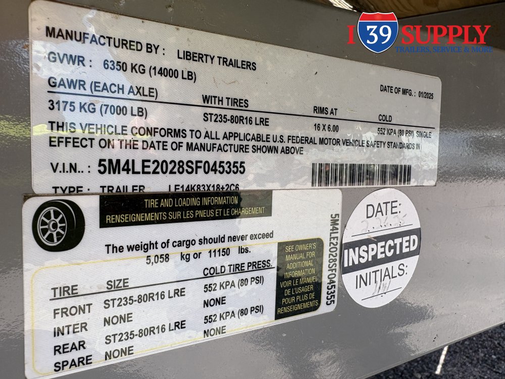 82"x20' LIBERTY TRAILERS Equipment