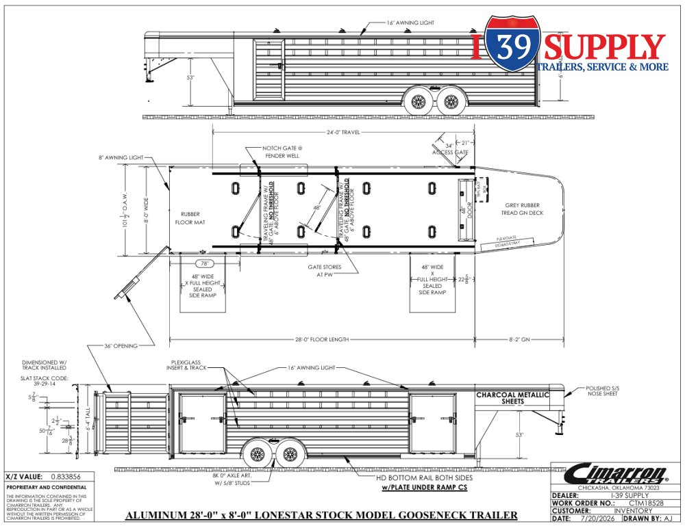 Cimarron 28' x 8' Lonestar Stock Model Gn