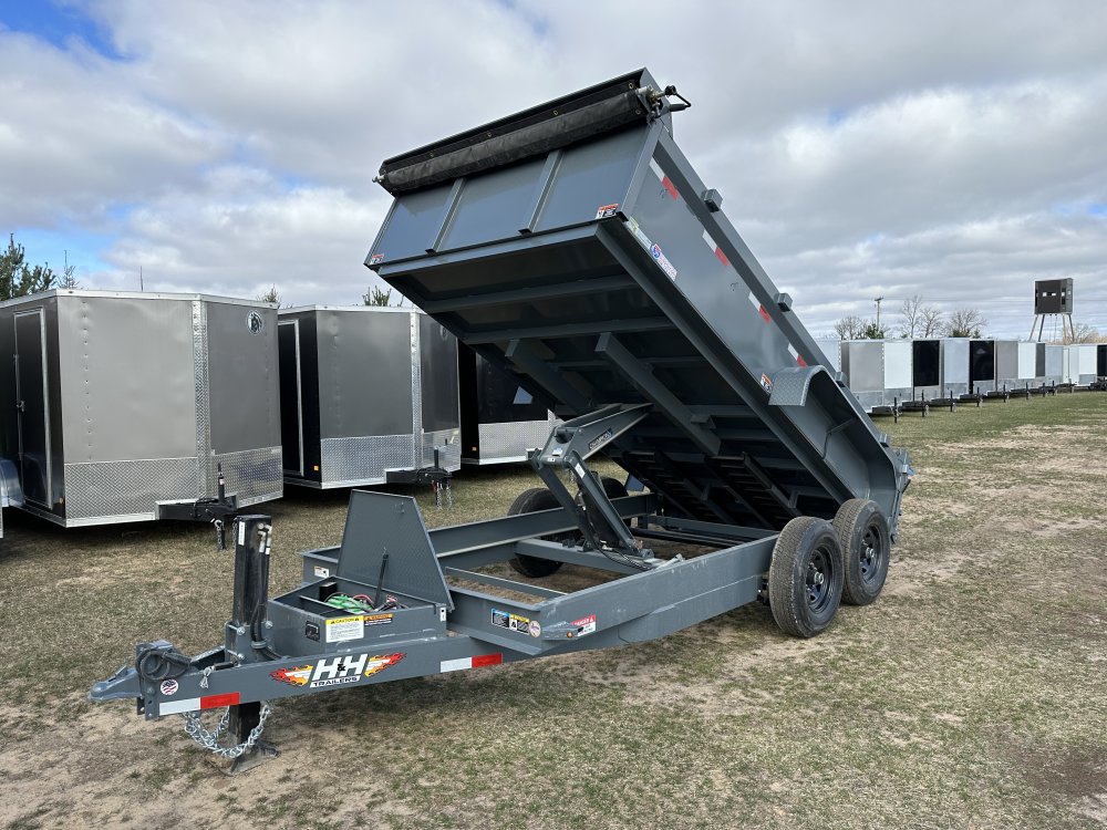 H&H 83x14 Industrial Dump, 14k Scissor - 7k drop, 7GA floor, 15k Hyd Jack LOW