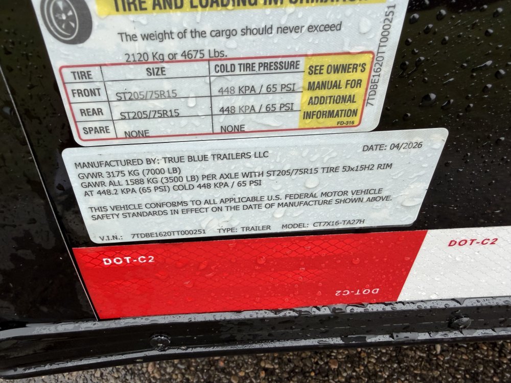 7'x16' True Blue Enclosed Cargo