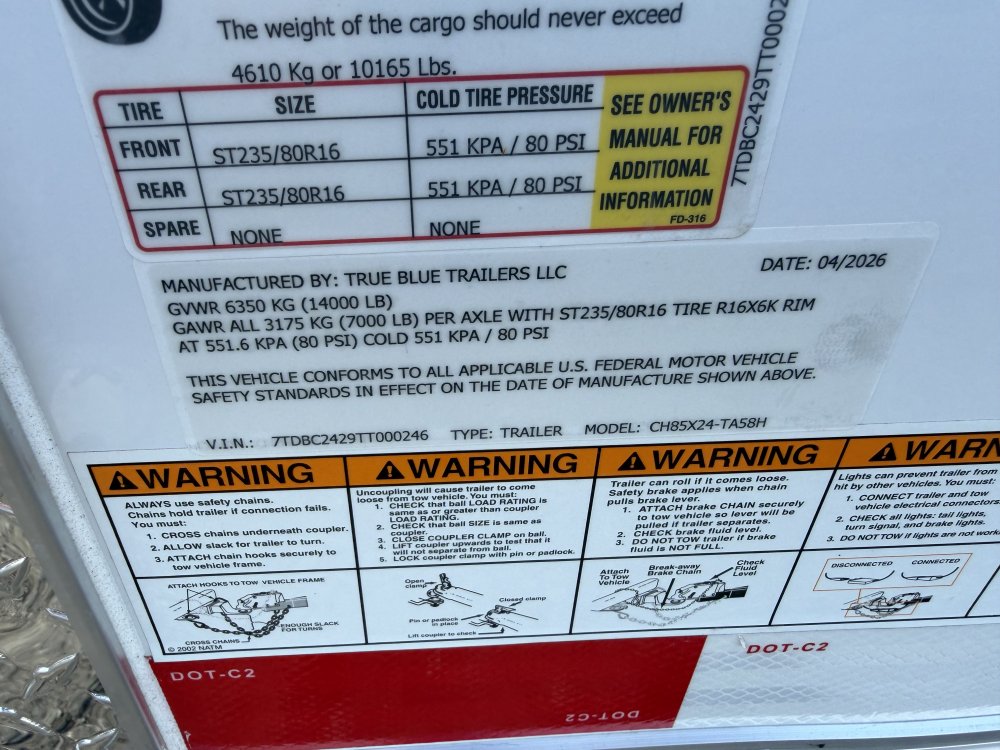 8.5'x24' True Blue Enclosed Car Hauler