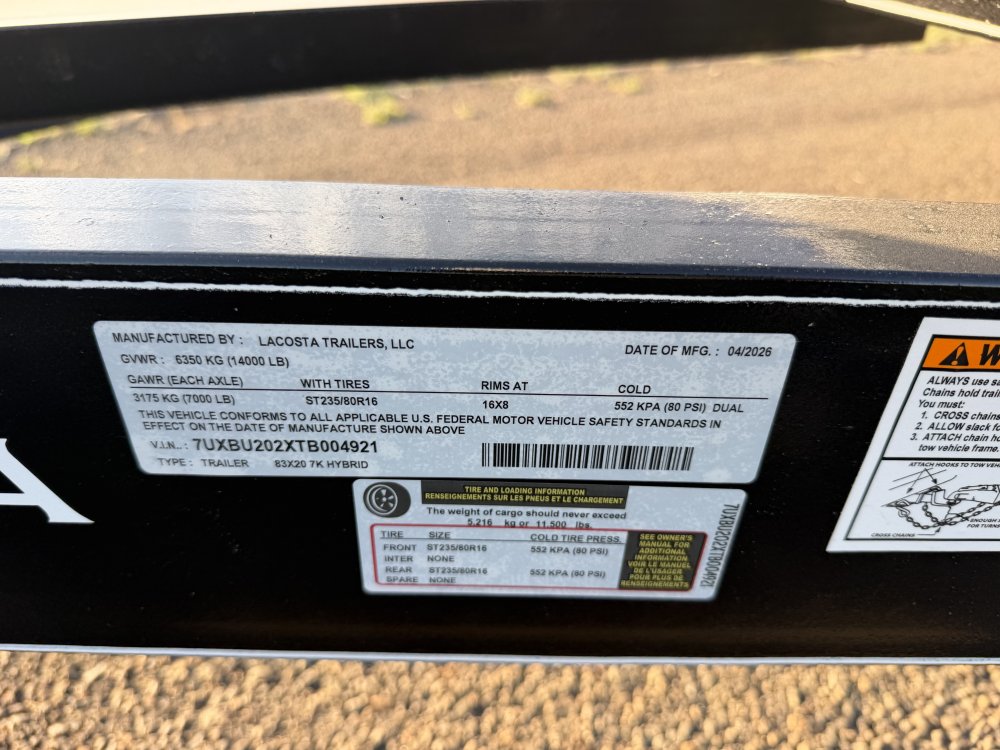 83"x20' LaCosta Hybrid Trailer Base