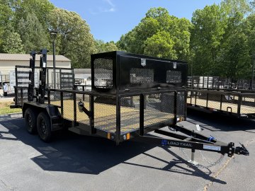 7X16 7K Load Trail Landscape Utility w/Front Tool Cage and Weedeater Rack