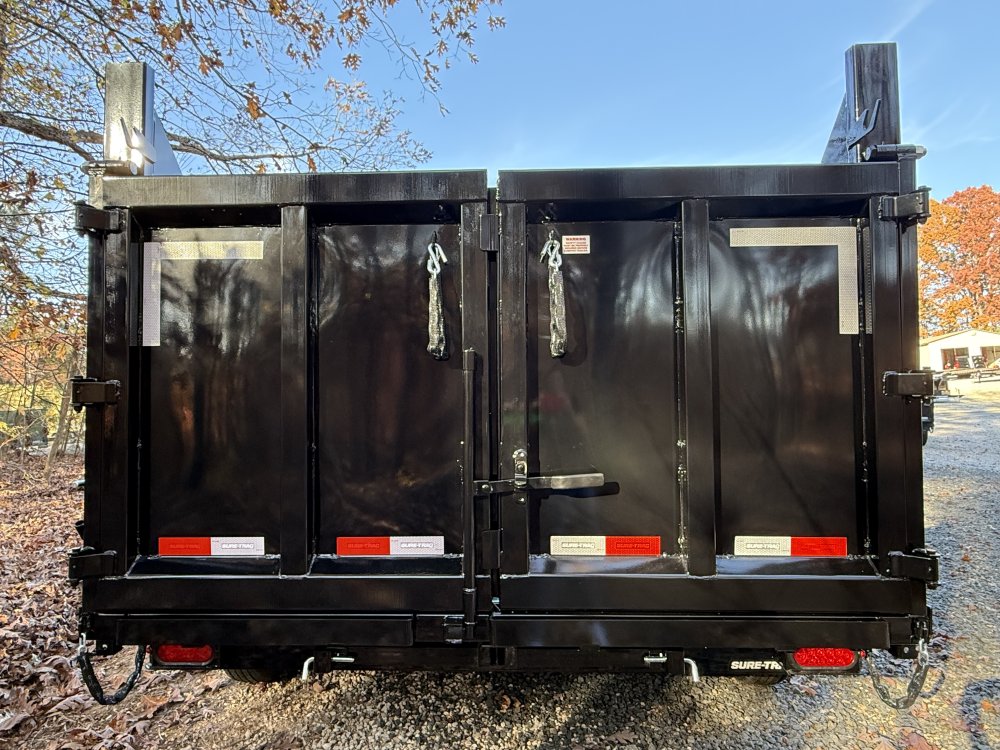 7X14 14K SURE TRAC HD LOW PRO 4' SIDES & TELESCOPIC HOIST GOOSENECK DUMP