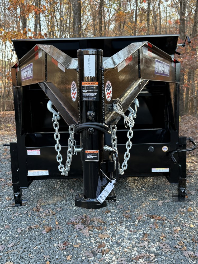 7X14 14K SURE TRAC HD LOW PRO 4' SIDES & TELESCOPIC HOIST GOOSENECK DUMP