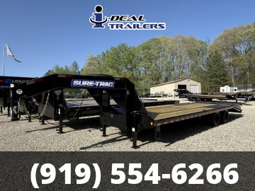8.5 X27 Sure Trac Gooseneck Deckover w/Toolbox & Spare Tire