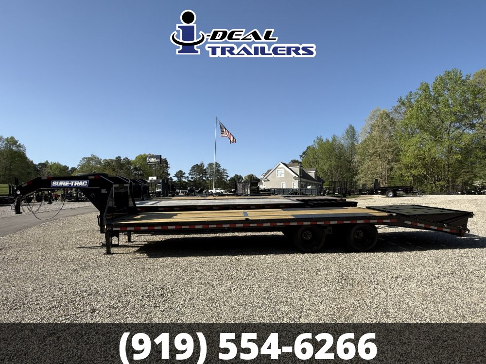 8.5 X27 Sure Trac Gooseneck Deckover w/Toolbox & Spare Tire