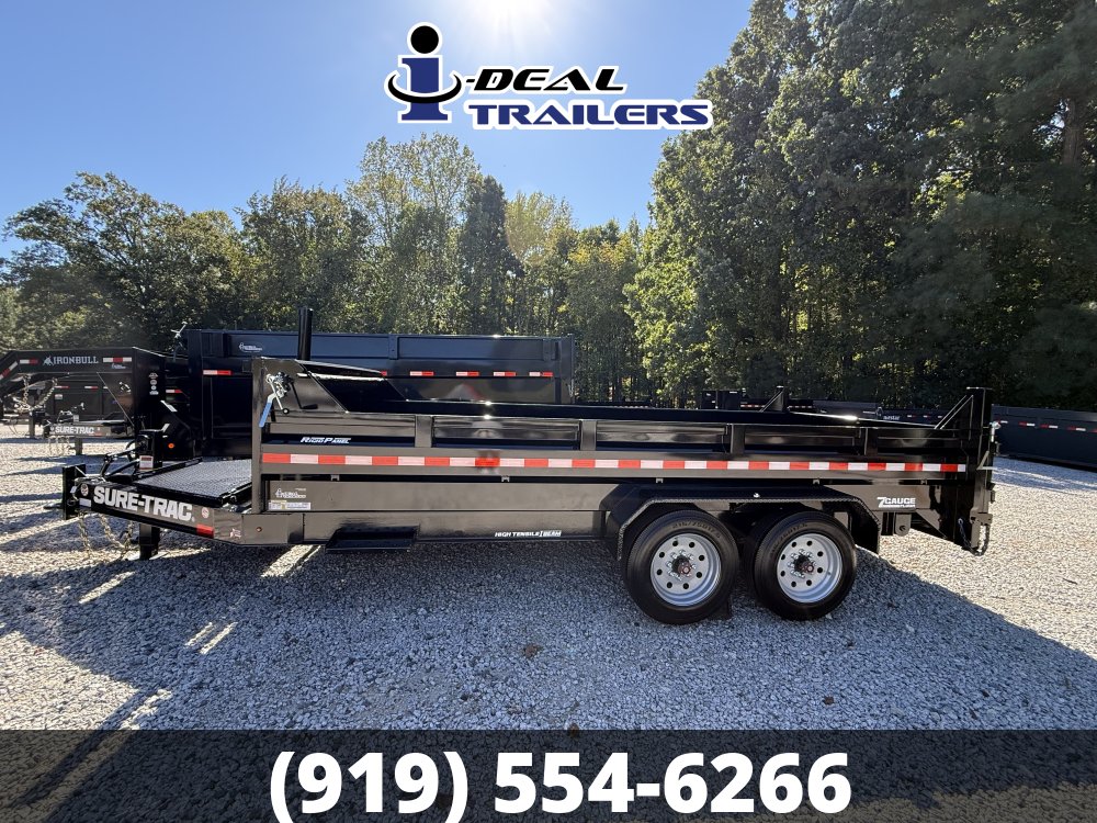 7x16 17.6K Sure-Trac Pro Series Dump w/Telescopic Hoist