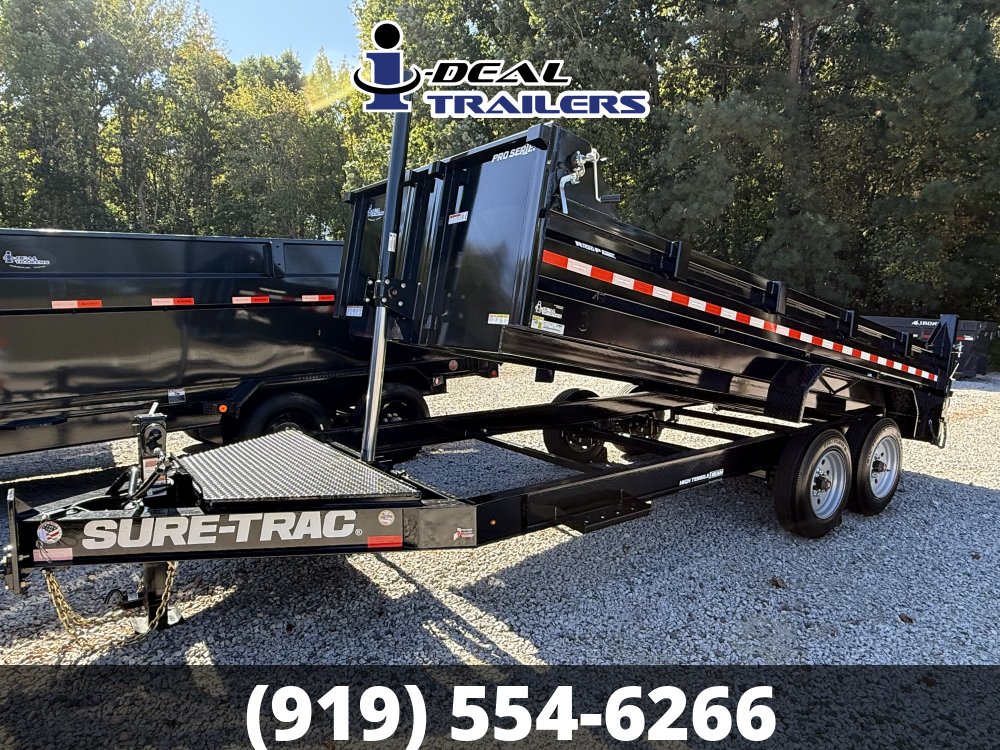 7x16 17.6K Sure-Trac Pro Series Dump w/Telescopic Hoist