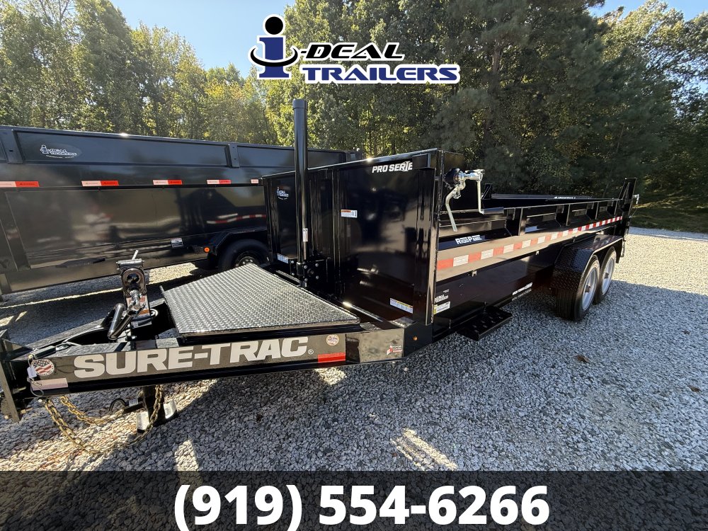 7x16 17.6K Sure-Trac Pro Series Dump w/Telescopic Hoist