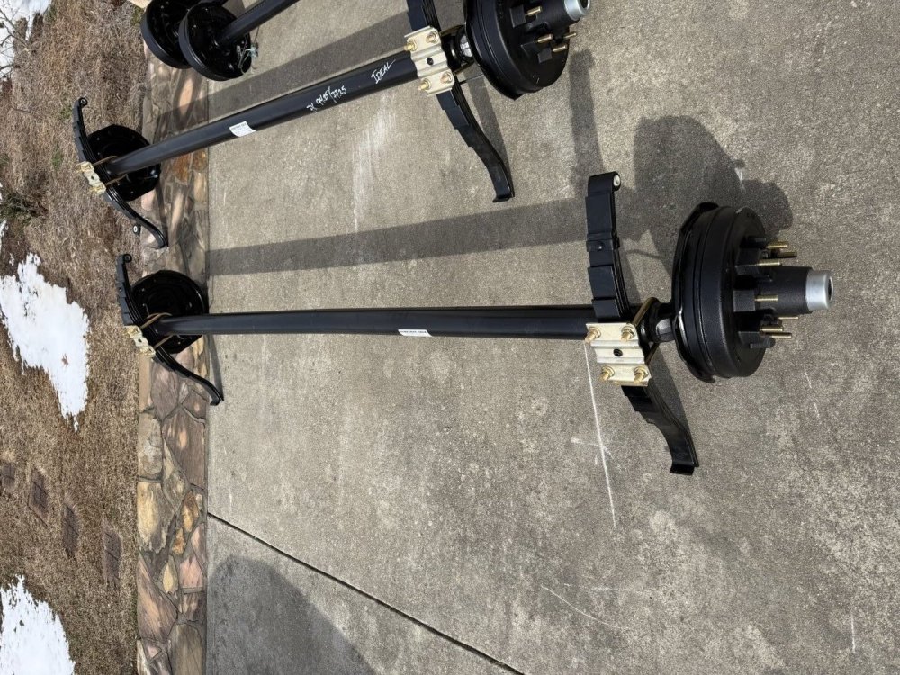 7K Drop Brake Axle 94.25/77.25 with 8-6.5 Bolt Pattern Complete with Springs