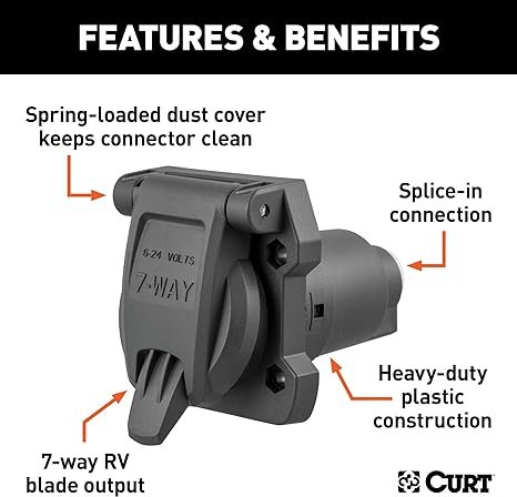 HEAVY-DUTY 7-WAY RV BLADE CONNECTOR SOCKET 58155