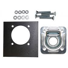 SMALL RECESSED D-RING WITH BACKING PLATE AND HARDWARE, SQUARE GALVANIZED - 1,666 LBS.