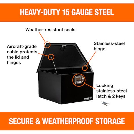 27 Inch Wide Gloss Black Steel Trailer Tongue Truck Box