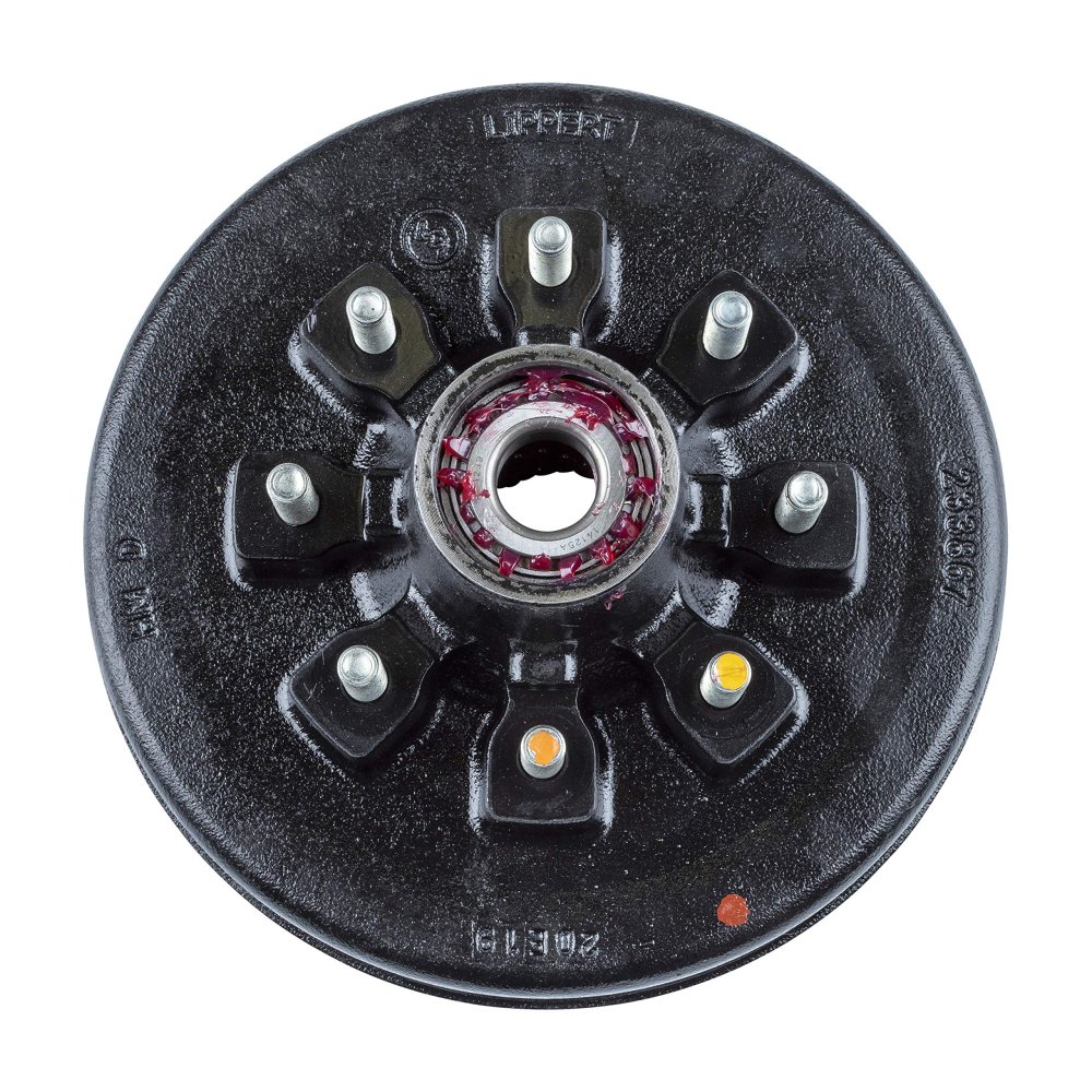 Brake Drum Hub for 7,000-lb. Axle - 8 on 6.5", 9/16" Stud (Fully Assembled)