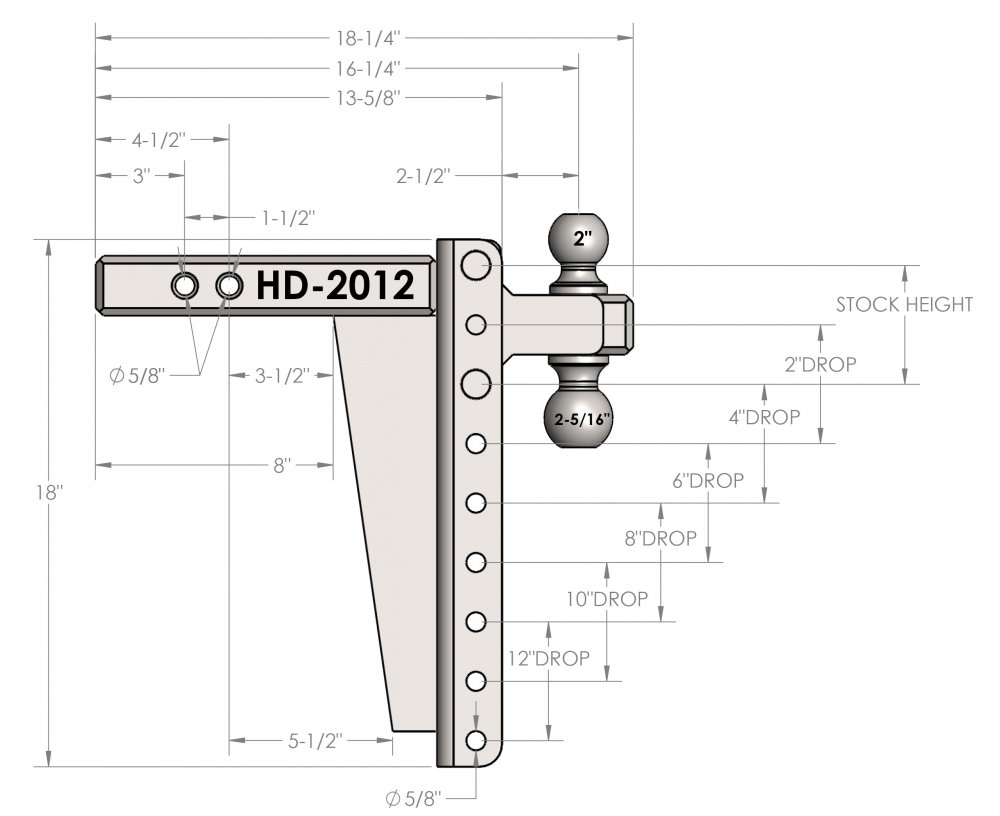 2.0" Heavy Duty 12" Drop/Rise Hitch Media 2.0 Inch Heavy Duty 12 Inch Drop/Rise Hitch 2.0 Inch Heav