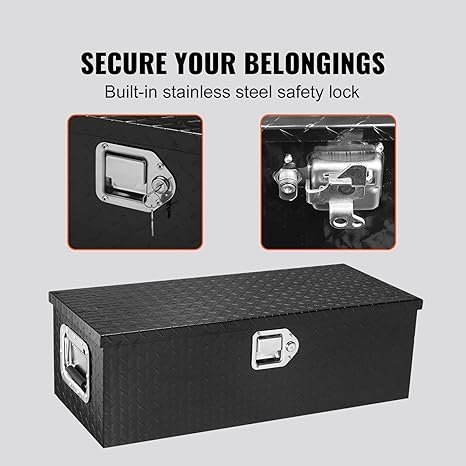 VEVOR Heavy Duty Aluminum Truck Bed Tool Box, Diamond Plate, 30 x 13 x 9.6 inches