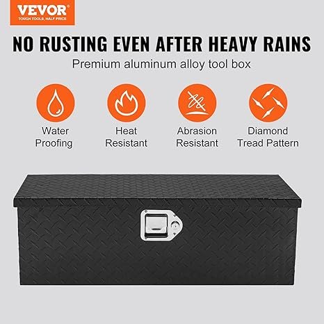 VEVOR Heavy Duty Aluminum Truck Bed Tool Box, Diamond Plate, 30 x 13 x 9.6 inches