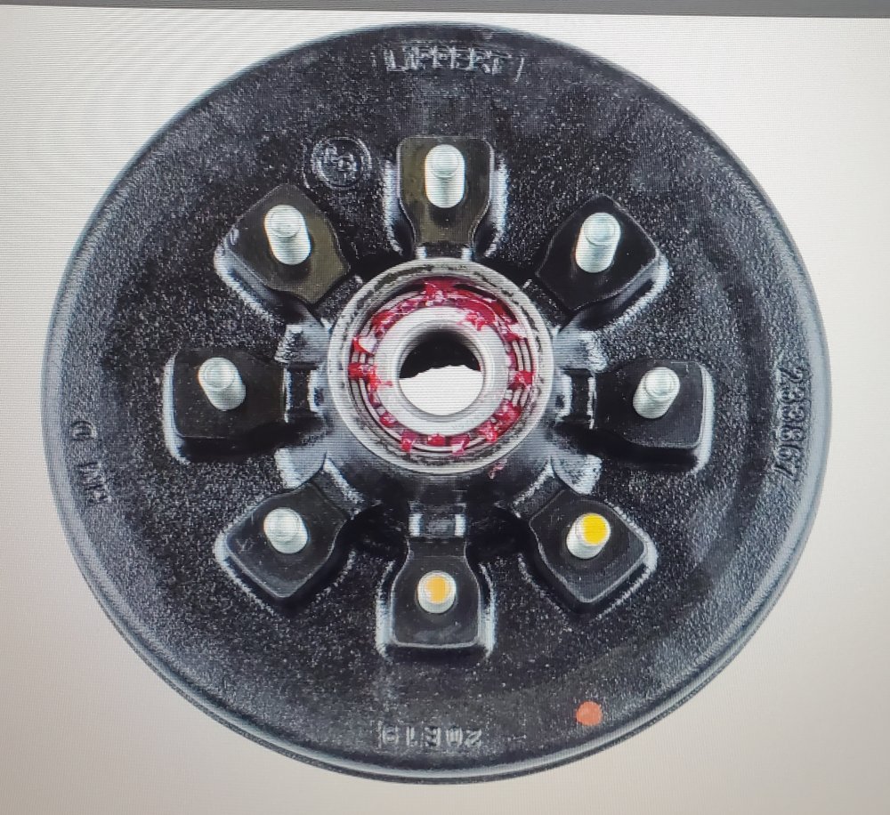 Brake Drum Hub 12" for 7,000-lb Axle - 8 on 6.5", 1/2" Stud (Fully Assembled)