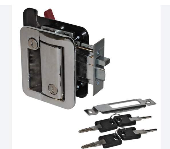 Cargo Trailer Door Lock w/4 Matching Keys; Chrome