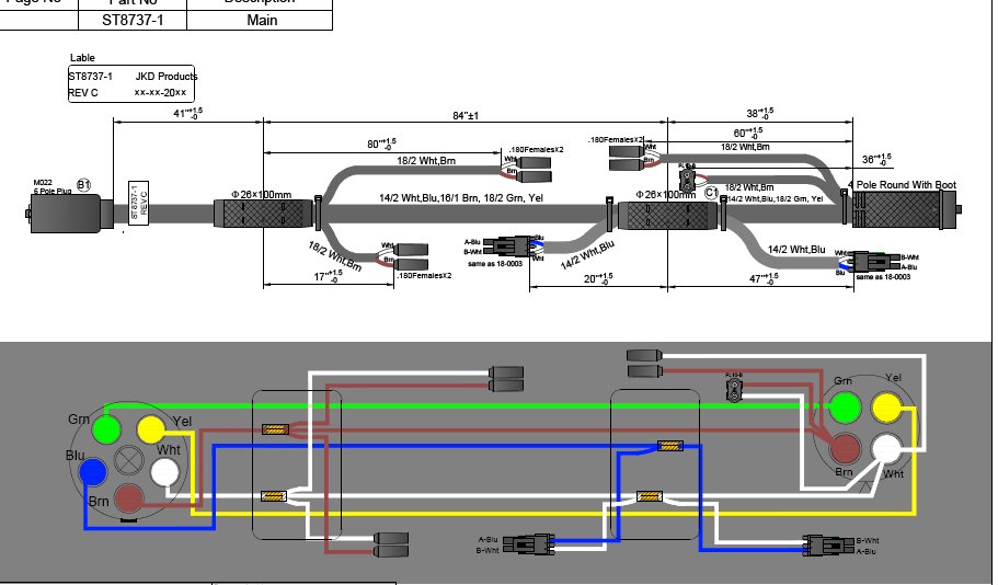Wire Harness, 6w 10-12 ft Dump w/plugs
