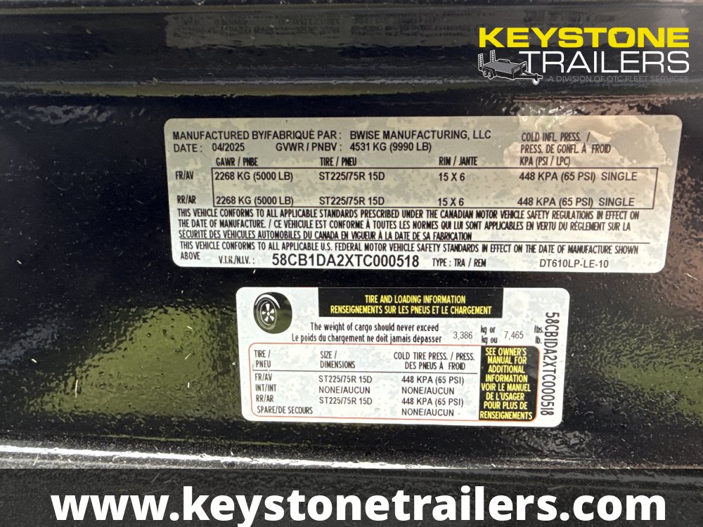 2026 B-Wise - DT610LP-LE-10-A - Black - 6x10 - 9,990#