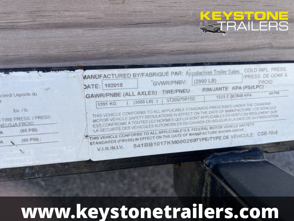 2019 Appalachian - CG8-10X6 - Black - 6x10 - 2,990#