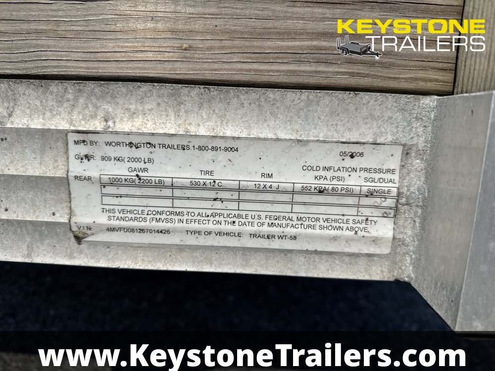 2006 Worthington - AW5X8R-2 - Aluminum - 5x8 - 2,000#