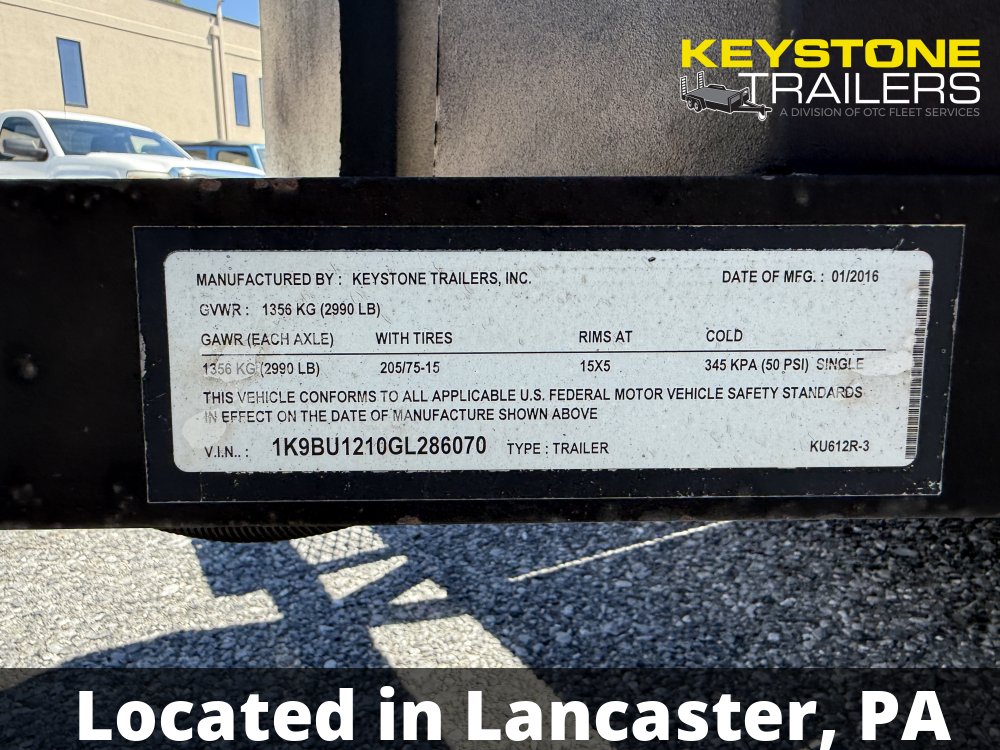 2016 Keystone Trailers - KU612R-3 - Black - 6x12 - 2,990#