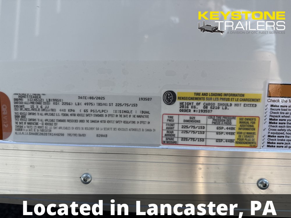 2026 Homesteader Trailers - 820AB - White - 8.5x20 - 9,950#
