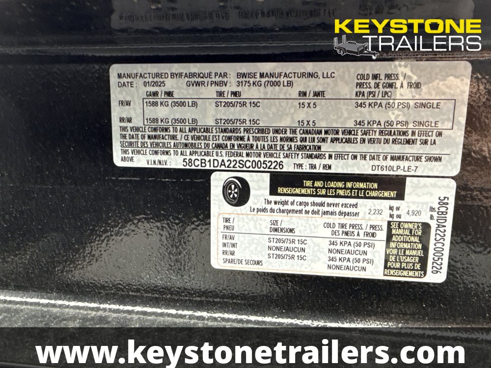 2025 B-Wise - DT610LP-LE-7 - Black - 6x10 - 7,000#