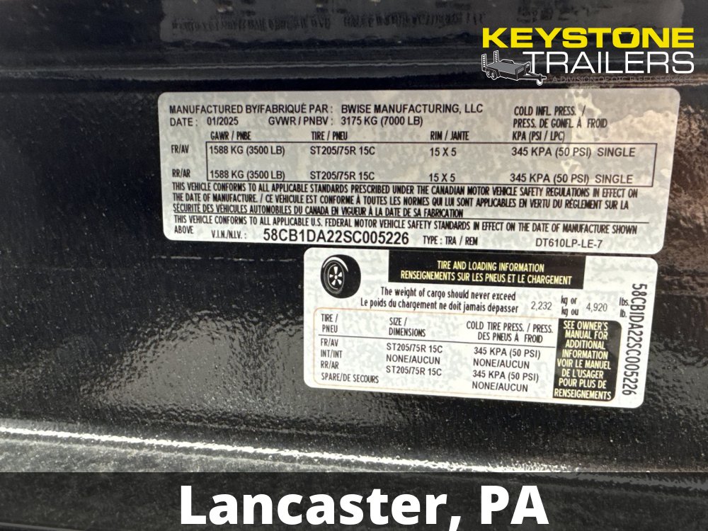 2026 B-Wise - DT610LP-LE-7 - Black - 6x10 - 7,000#