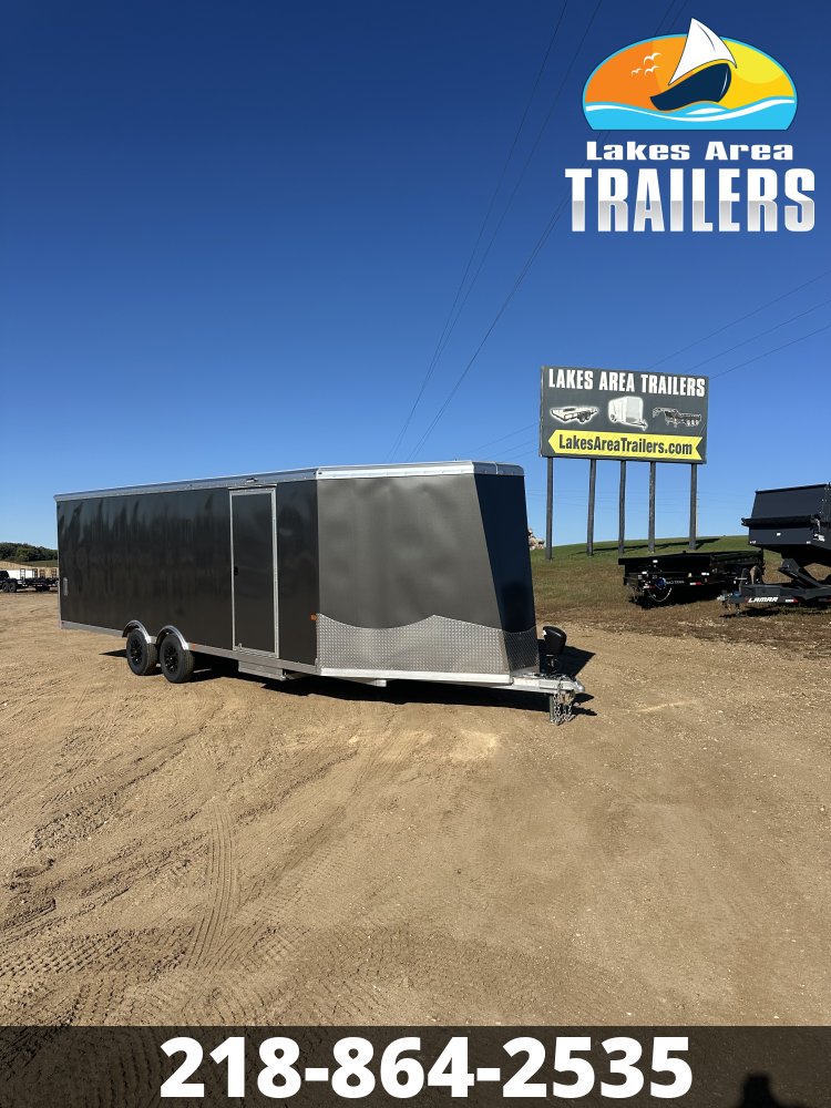 2027 NEO 8.5X24 NMS BATTLESHIP GRAY ALUMINUM ENCLOSED SNOWMOBILE TRAILER