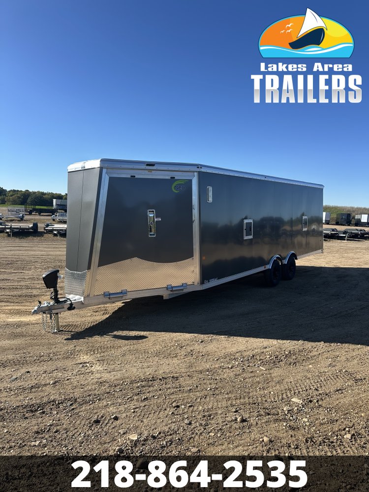 2027 NEO 8.5X24 NMS BATTLESHIP GRAY ALUMINUM ENCLOSED SNOWMOBILE TRAILER