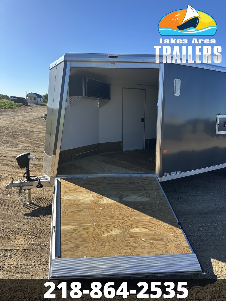 2027 NEO 8.5X24 NMS BATTLESHIP GRAY ALUMINUM ENCLOSED SNOWMOBILE TRAILER