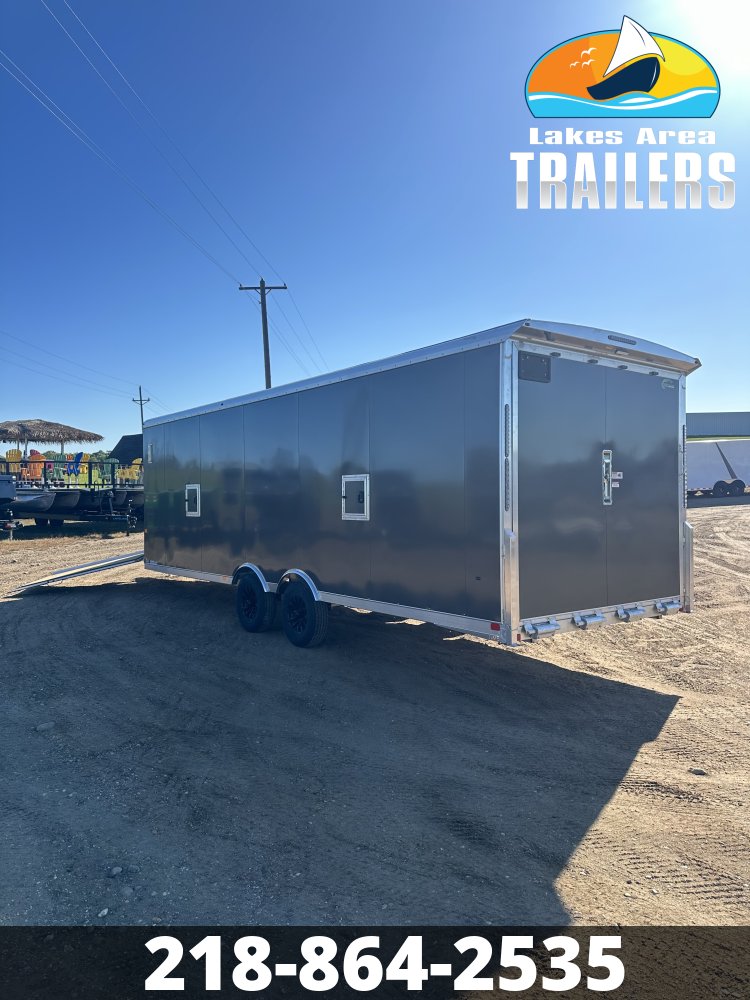 2027 NEO 8.5X24 NMS BATTLESHIP GRAY ALUMINUM ENCLOSED SNOWMOBILE TRAILER