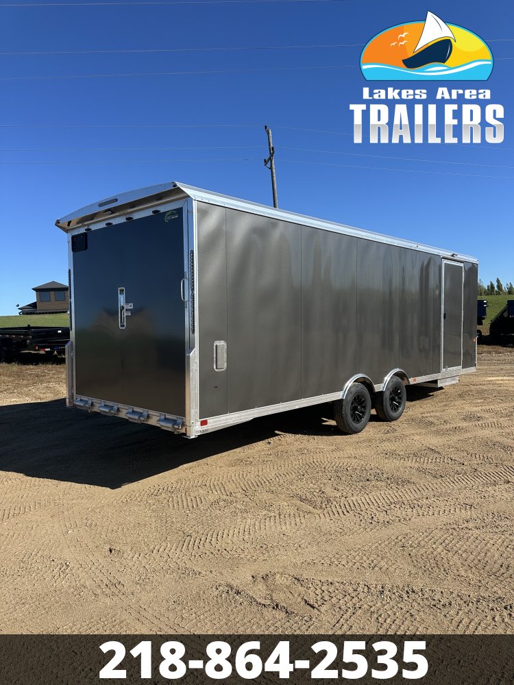2027 NEO 8.5X24 NMS BATTLESHIP GRAY ALUMINUM ENCLOSED SNOWMOBILE TRAILER