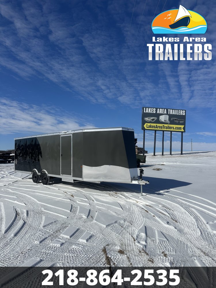 2026 NEO 8.5X24 NMS BLACK/GRAY ALUMINUM ENCLOSED SNOWMOBILE TRAILER