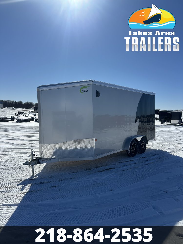 2026 NEO 7.5X16 SILVER/BLACK ALUMINUM ENCLOSED TRAILER