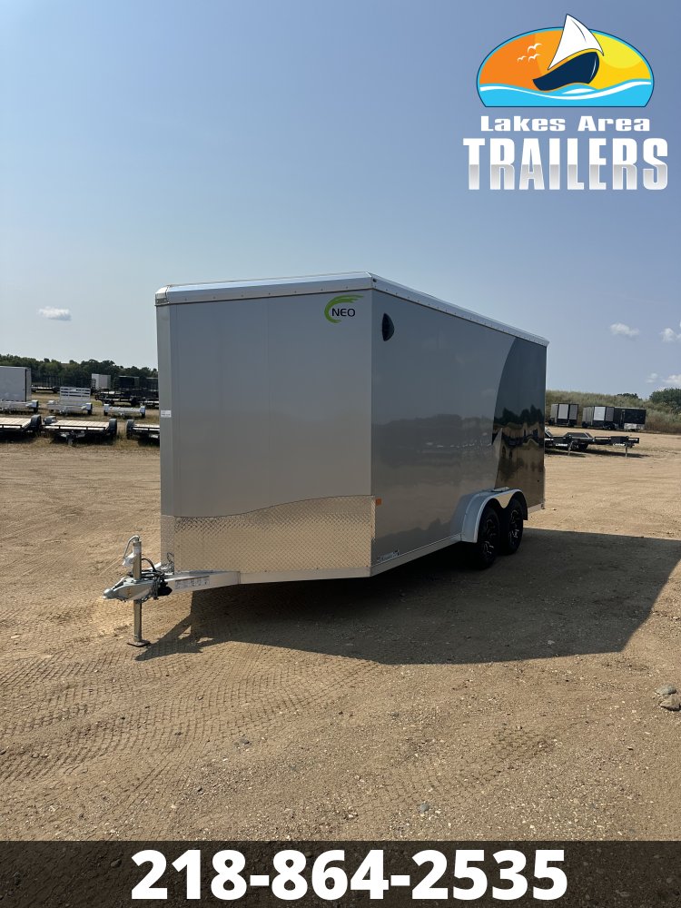 2026 NEO 7.5X16 SILVER/BLACK ALUMINUM ENCLOSED TRAILER