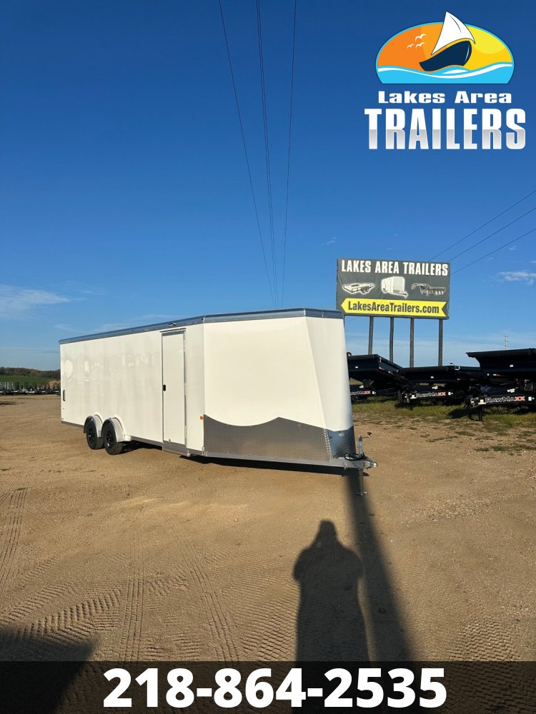 2026 NEO 7.5X29 NASX WHITE ALUMINUM ENCLOSED SNOWMOBILE TRAILER