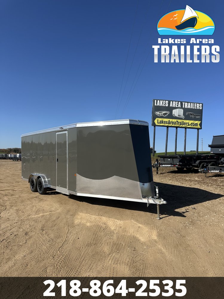 2027 NEO 7.5X23 NASX BATTLESHIP GRAY ALUMINUM ENCLOSED SNOWMOBILE TRAILER