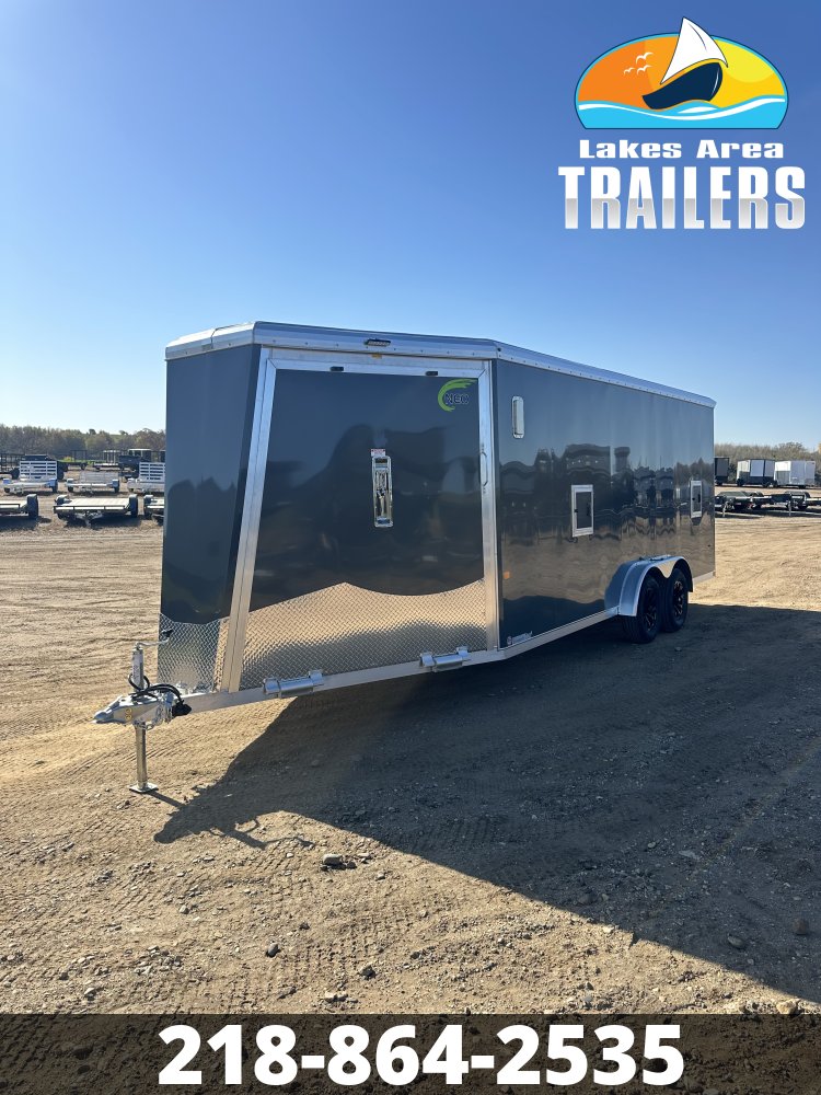 2027 NEO 7.5X23 NASX BATTLESHIP GRAY ALUMINUM ENCLOSED SNOWMOBILE TRAILER