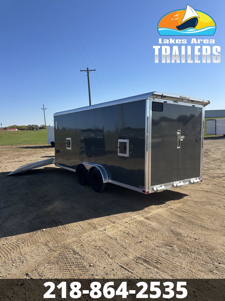 2027 NEO 7.5X23 NASX BATTLESHIP GRAY ALUMINUM ENCLOSED SNOWMOBILE TRAILER