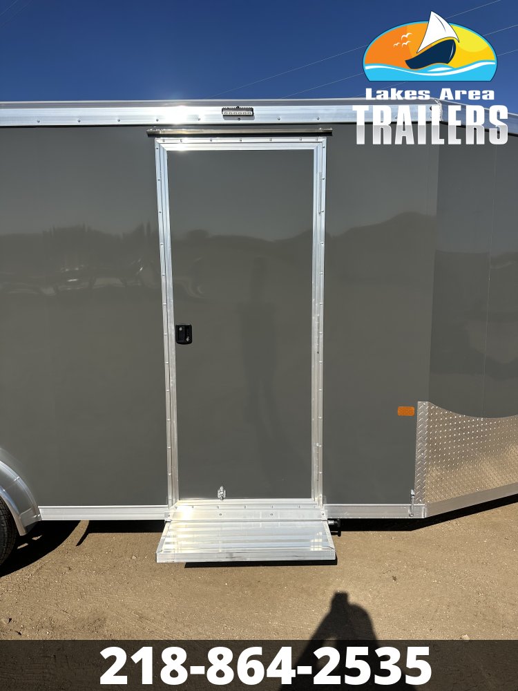 2027 NEO 7.5X23 NASX BATTLESHIP GRAY ALUMINUM ENCLOSED SNOWMOBILE TRAILER