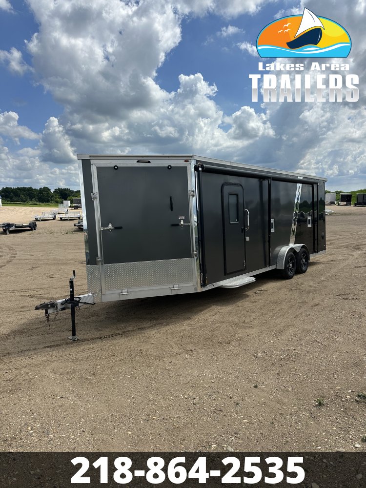 2021 LEGEND 7.5X27 CHARCOAL/BLACK ALUMINUM ENCLOSED SNOWMOBILE TRAILER