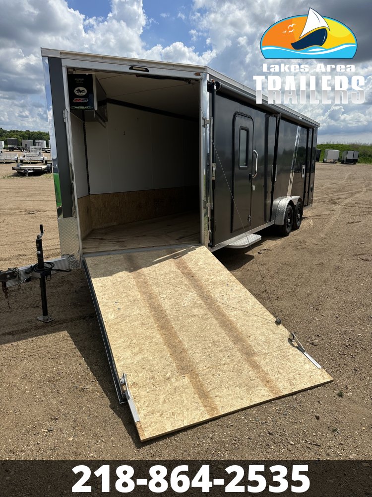 2021 LEGEND 7.5X27 CHARCOAL/BLACK ALUMINUM ENCLOSED SNOWMOBILE TRAILER