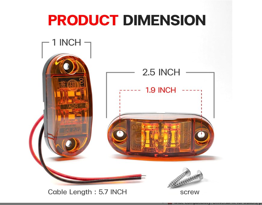 2.5 OVAL AMBER LED SIDE MARKER LIGHT