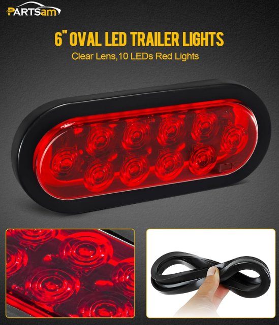 Sealed RED 6" Oval Stop/Turn/Tail Lights