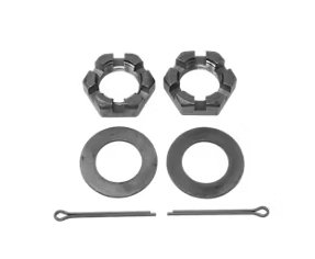 1"-14 Spindle Nut Kit for 1-Axle with Plain Washer & Cotter Pin, 2 Each
